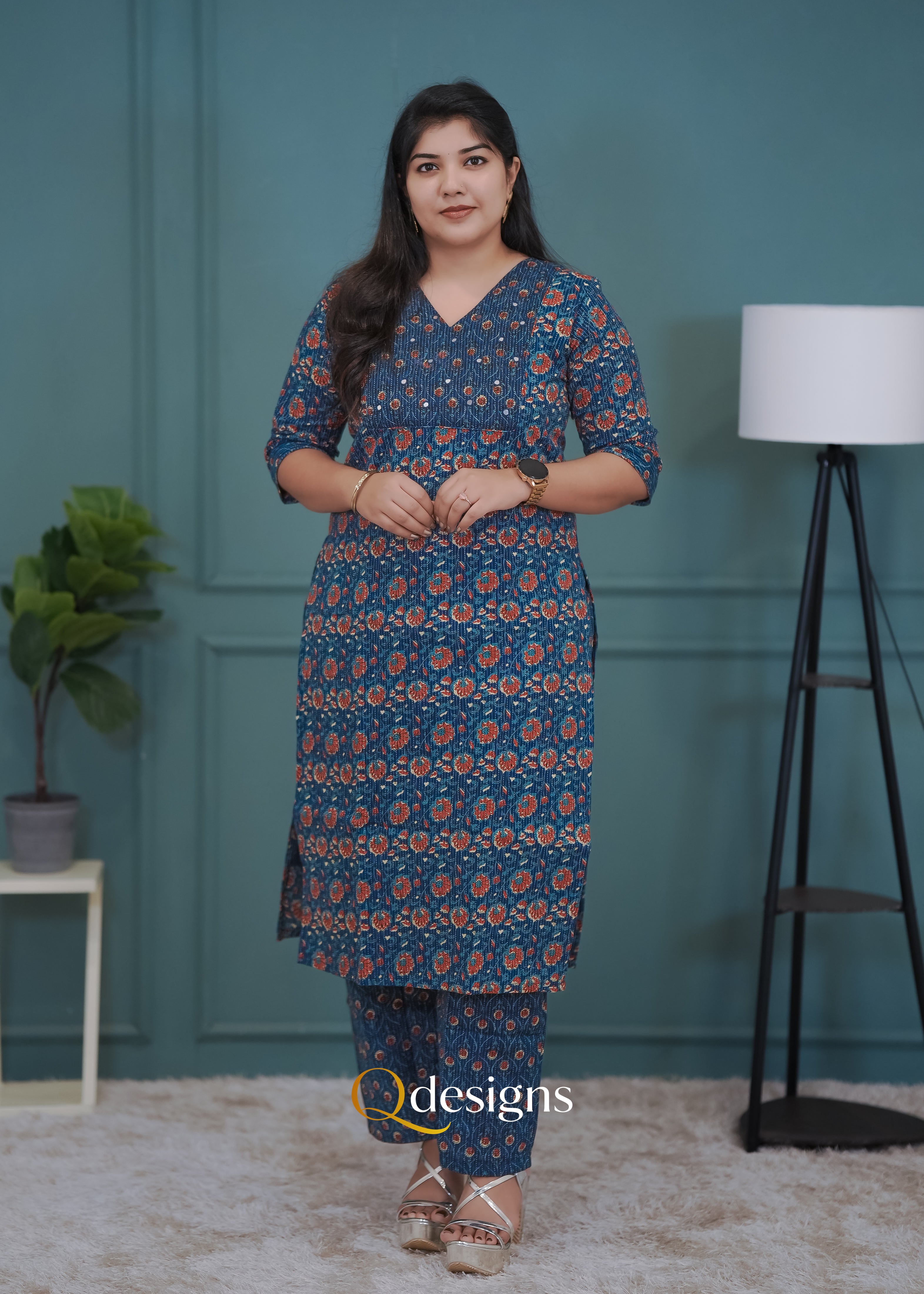 Cotton Kurti (Top & Bottom)- Q1011