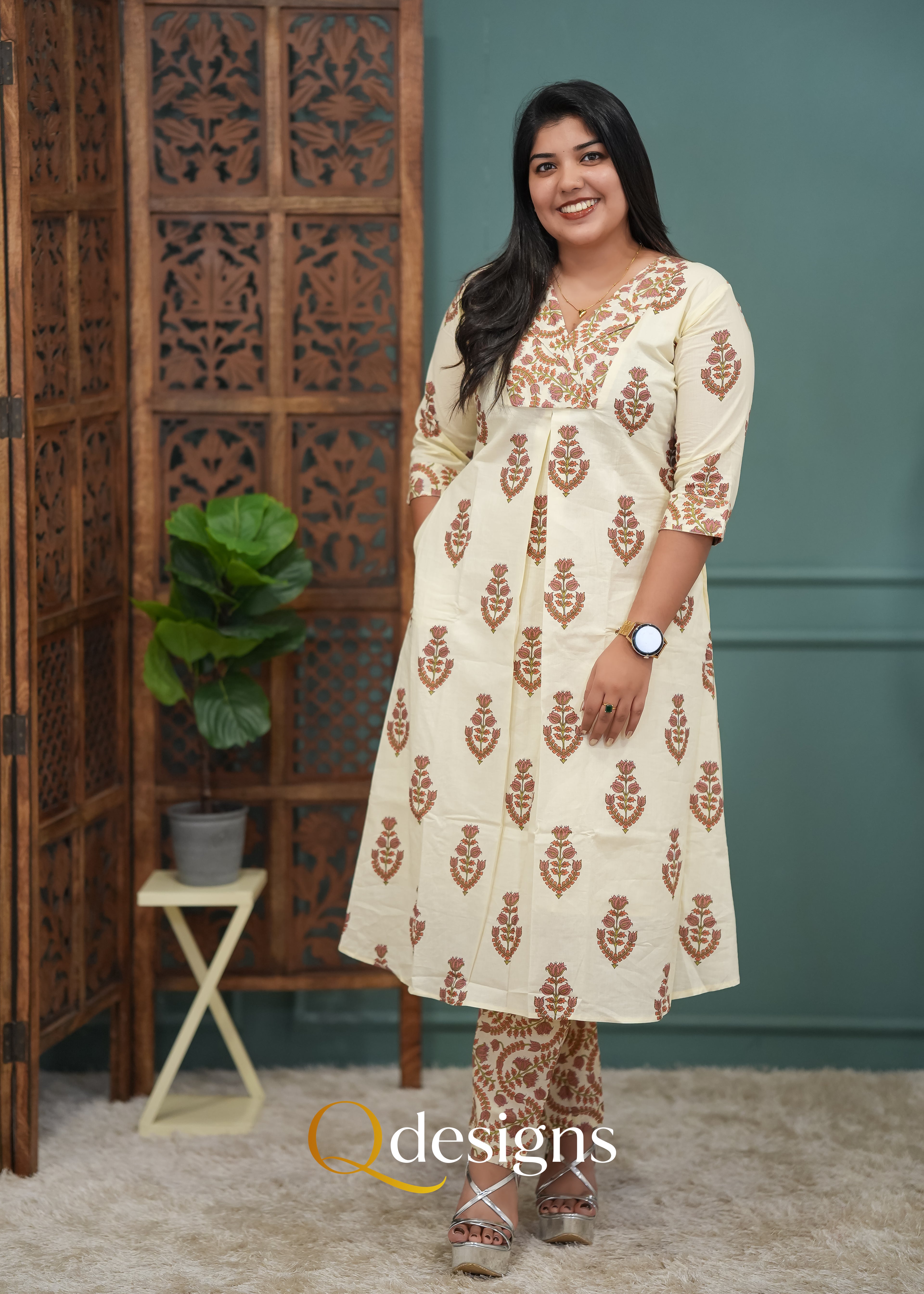 Cotton Kurti Set - Q1018